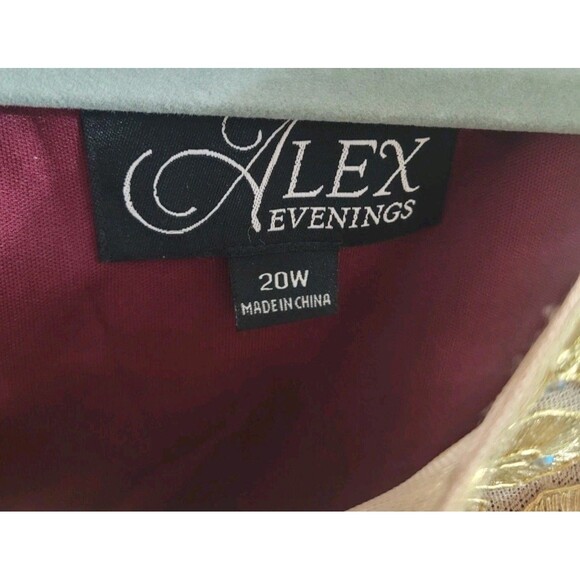 Alex Evenings Women's Plus 20W Wine Gold Lace Beaded Formal Gown NWT Black Tie - Picture 3 of 9